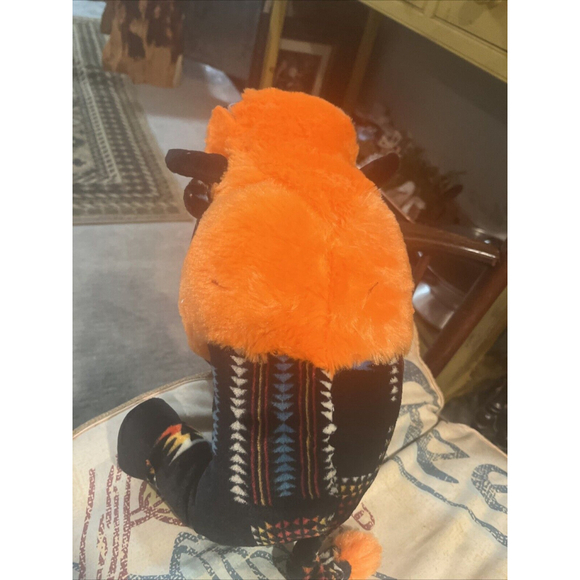 16 In Stuffed Animal Buffalo nWT Black And Orange By Nativo Western Pattern - Picture 3 of 10